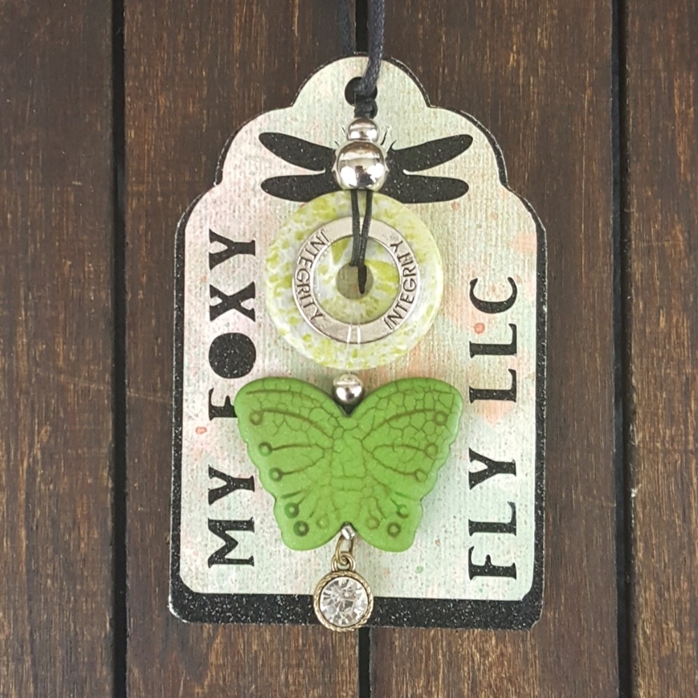 Natural Stone Pendant with Butterfly Necklace